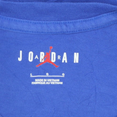 Jordan Blue Graphic Print Men's L T-Shirt 100% Cotton Crew Neck
