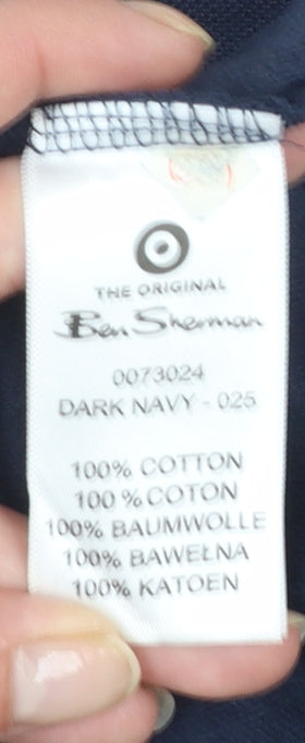 Ben Sherman Men's Dark Navy Crew Neck Short Sleeve Cotton T-Shirt L