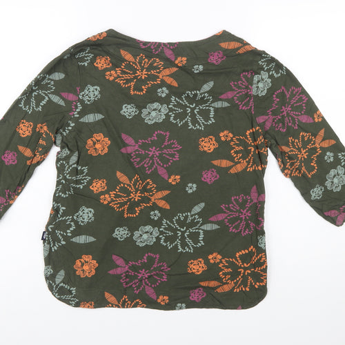 Weird Fish Women's Green Floral Cotton Tunic Blouse Size 12