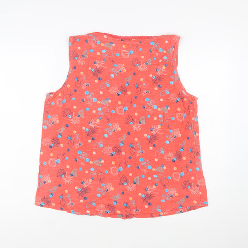Mantaray Women’s Orange Floral Cotton Sleeveless Tunic Top Size 16