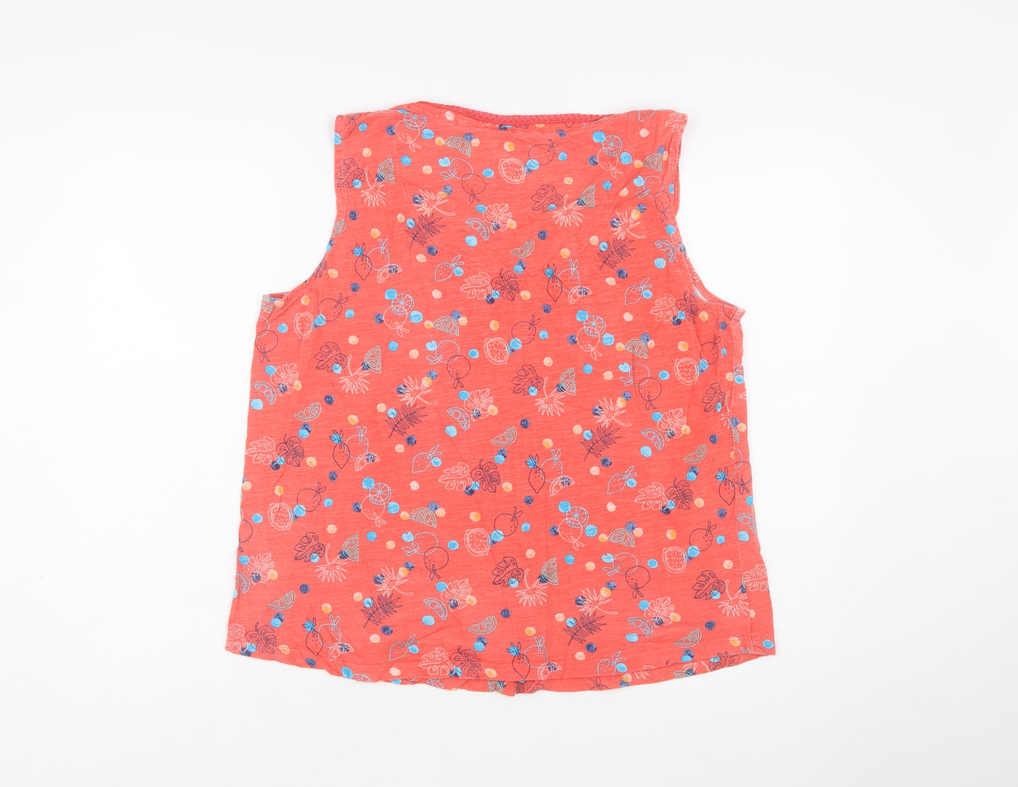Mantaray Women’s Orange Floral Cotton Sleeveless Tunic Top Size 16