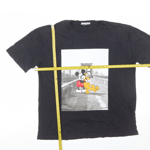 Pull&Bear Women’s Black Mickey Mouse Graphic T-Shirt L