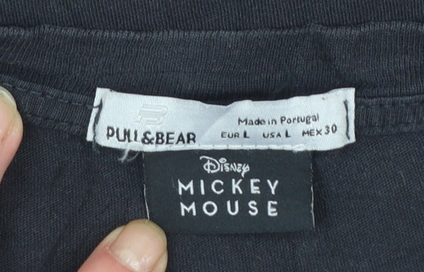 Pull&Bear Women’s Black Mickey Mouse Graphic T-Shirt L
