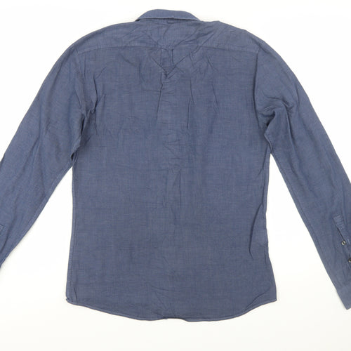 Hugo Boss Men's Blue Slim Fit Long Sleeve Cotton Shirt M