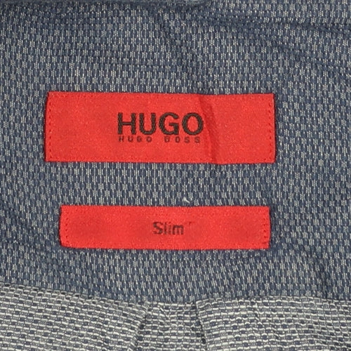Hugo Boss Men's Blue Slim Fit Long Sleeve Cotton Shirt M