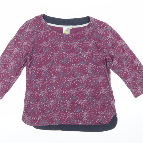 Weird Fish Womens Purple Cotton Tunic Top Size 12 3/4 Sleeve