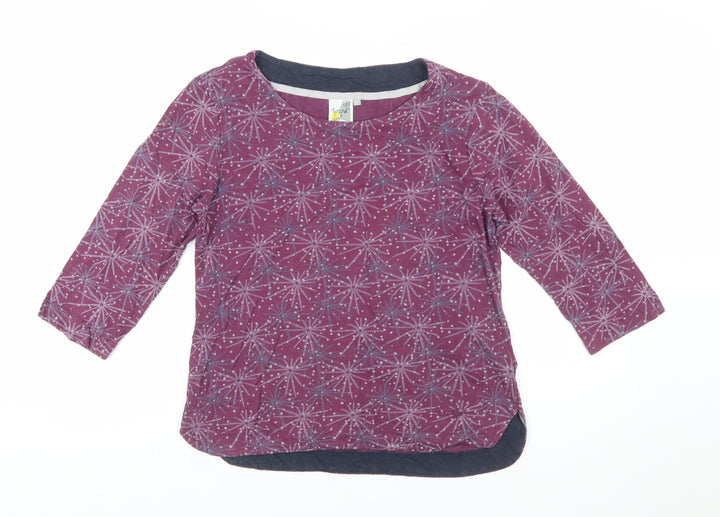 Weird Fish Womens Purple Cotton Tunic Top Size 12 3/4 Sleeve