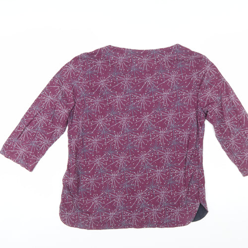 Weird Fish Womens Purple Cotton Tunic Top Size 12 3/4 Sleeve