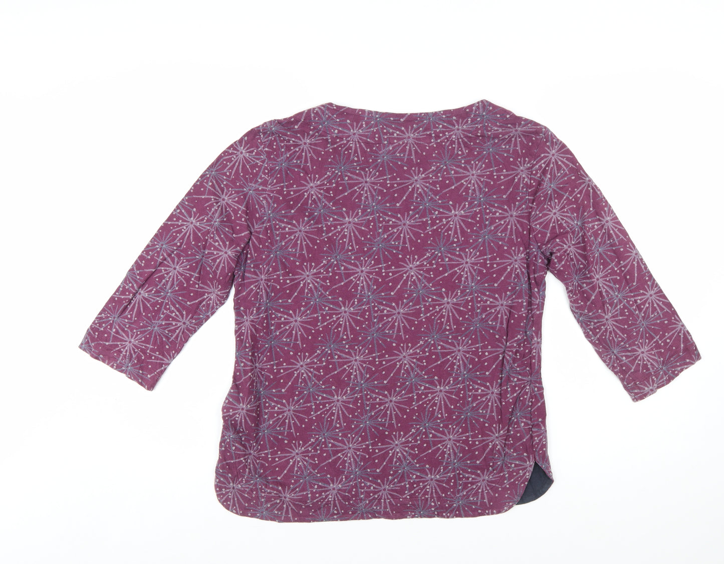 Weird Fish Womens Purple Cotton Tunic Top Size 12 3/4 Sleeve