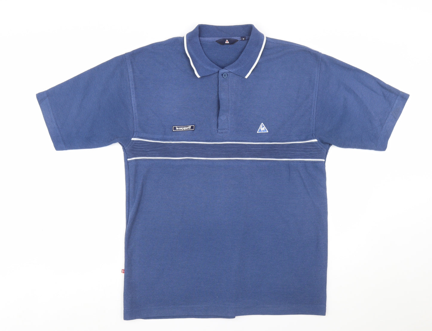 Le Coq Sportif Men's Blue Striped Polo Shirt Size M