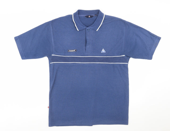 Le Coq Sportif Men's Blue Striped Polo Shirt Size M