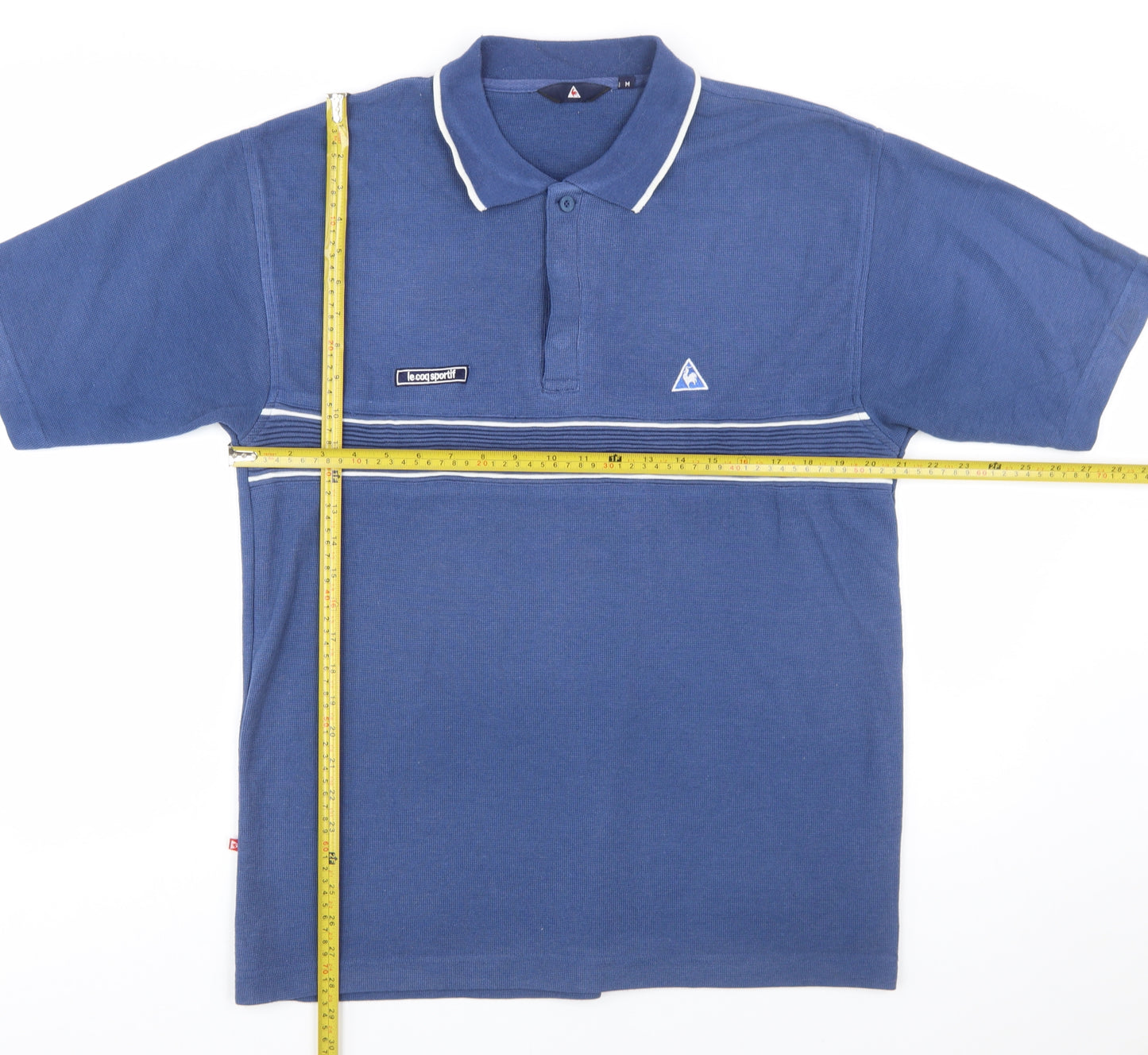 Le Coq Sportif Men's Blue Striped Polo Shirt Size M