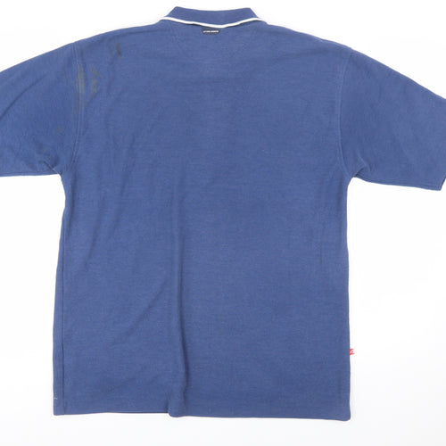 Le Coq Sportif Men's Blue Striped Polo Shirt Size M