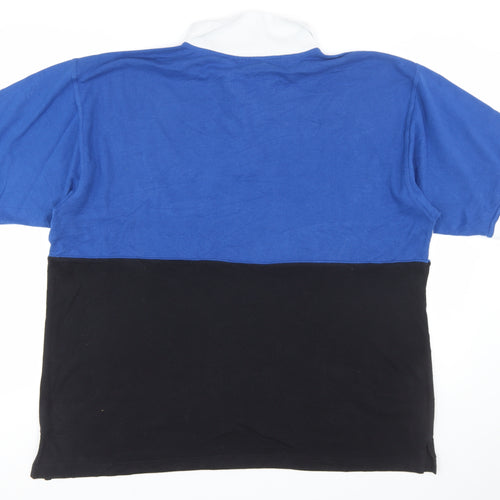 Petroleum Mens Blue Colourblock Polo Shirt XL Cotton Blend