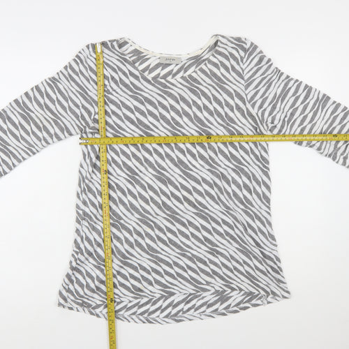 Soon Women's Grey Striped 3/4 Sleeve Cotton T-Shirt Size 12
