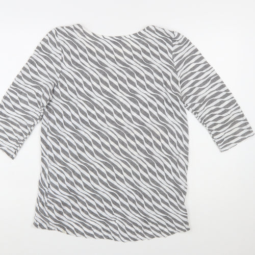 Soon Women's Grey Striped 3/4 Sleeve Cotton T-Shirt Size 12