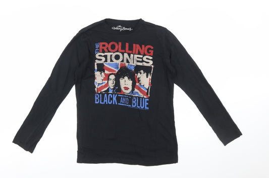 The Rolling Stones Boys Black Long Sleeve Graphic T-Shirt 13-14 Years 164cm