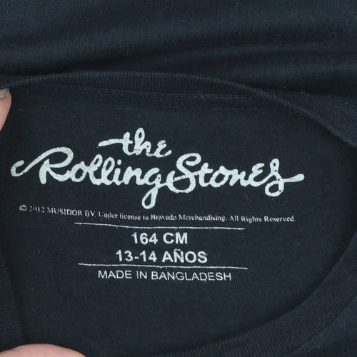 The Rolling Stones Boys Black Long Sleeve Graphic T-Shirt 13-14 Years 164cm