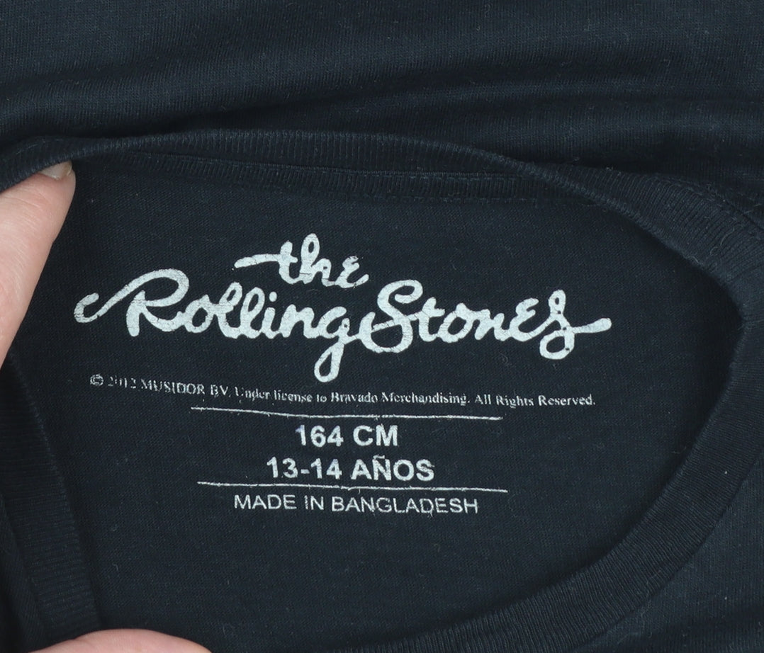 The Rolling Stones Boys Black Long Sleeve Graphic T-Shirt 13-14 Years 164cm