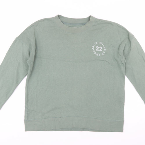 Jack Wills Womens Green Crew Neck Cotton Blend Sweatshirt UK 10