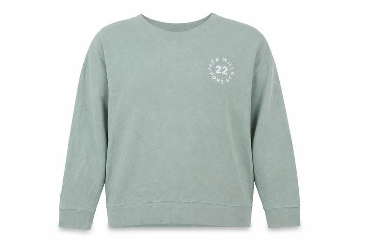 Jack Wills Womens Green Crew Neck Cotton Blend Sweatshirt UK 10