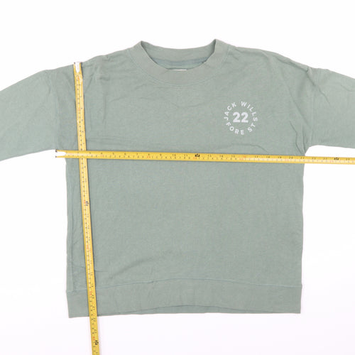 Jack Wills Womens Green Crew Neck Cotton Blend Sweatshirt UK 10