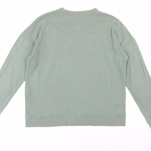 Jack Wills Womens Green Crew Neck Cotton Blend Sweatshirt UK 10