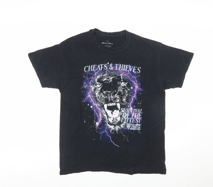 Cheats & Thieves Men's Black Large Graphic Panther T-Shirt
