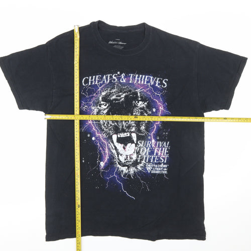 Cheats & Thieves Men's Black Large Graphic Panther T-Shirt