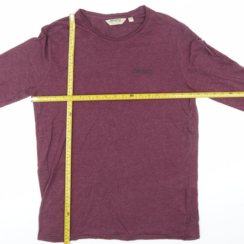 Regatta Men's Purple Long Sleeve Cotton Blend Crew Neck T-Shirt M