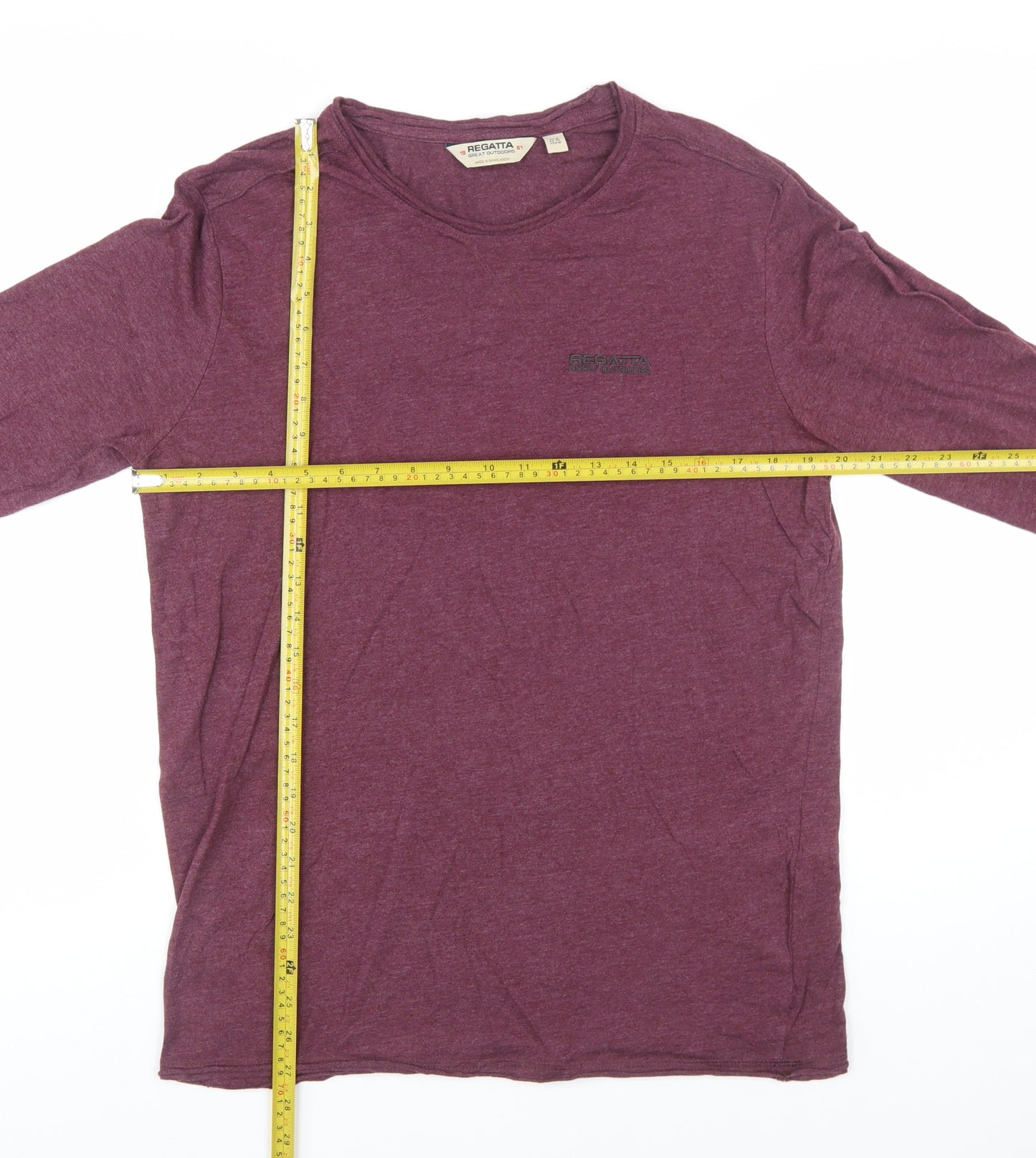 Regatta Men's Purple Long Sleeve Cotton Blend Crew Neck T-Shirt M