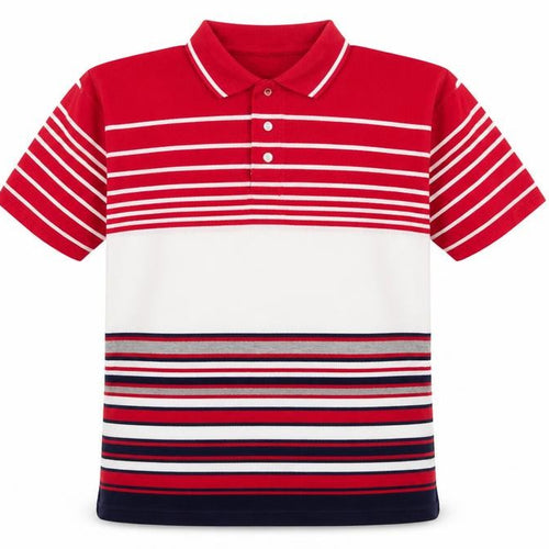 Felicia Men's Multicoloured Striped Cotton Polo Shirt Size L