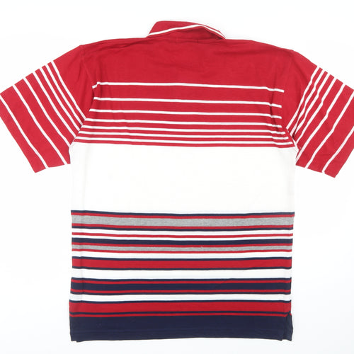 Felicia Men's Multicoloured Striped Cotton Polo Shirt Size L