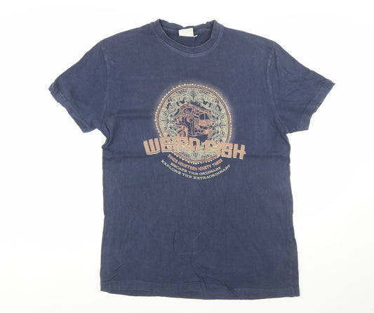 Weird Fish Men's Blue Graphic Print Cotton T-Shirt Size M