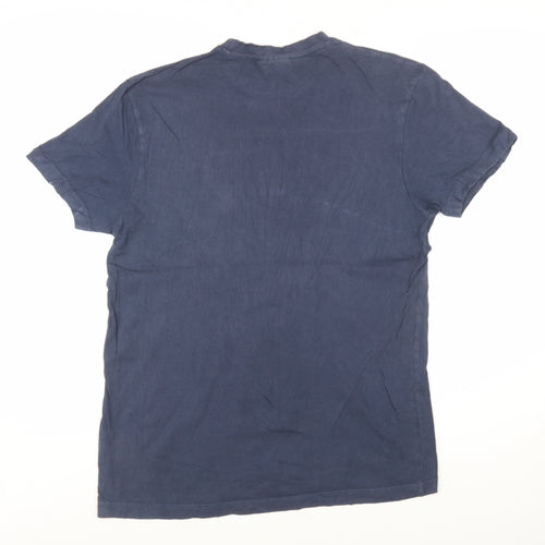 Weird Fish Men's Blue Graphic Print Cotton T-Shirt Size M