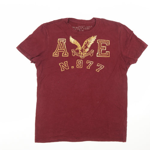American Eagle Outfitters Men's Maroon Athletic Fit Graphic T-Shirt Size M