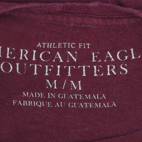 American Eagle Outfitters Men's Maroon Athletic Fit Graphic T-Shirt Size M