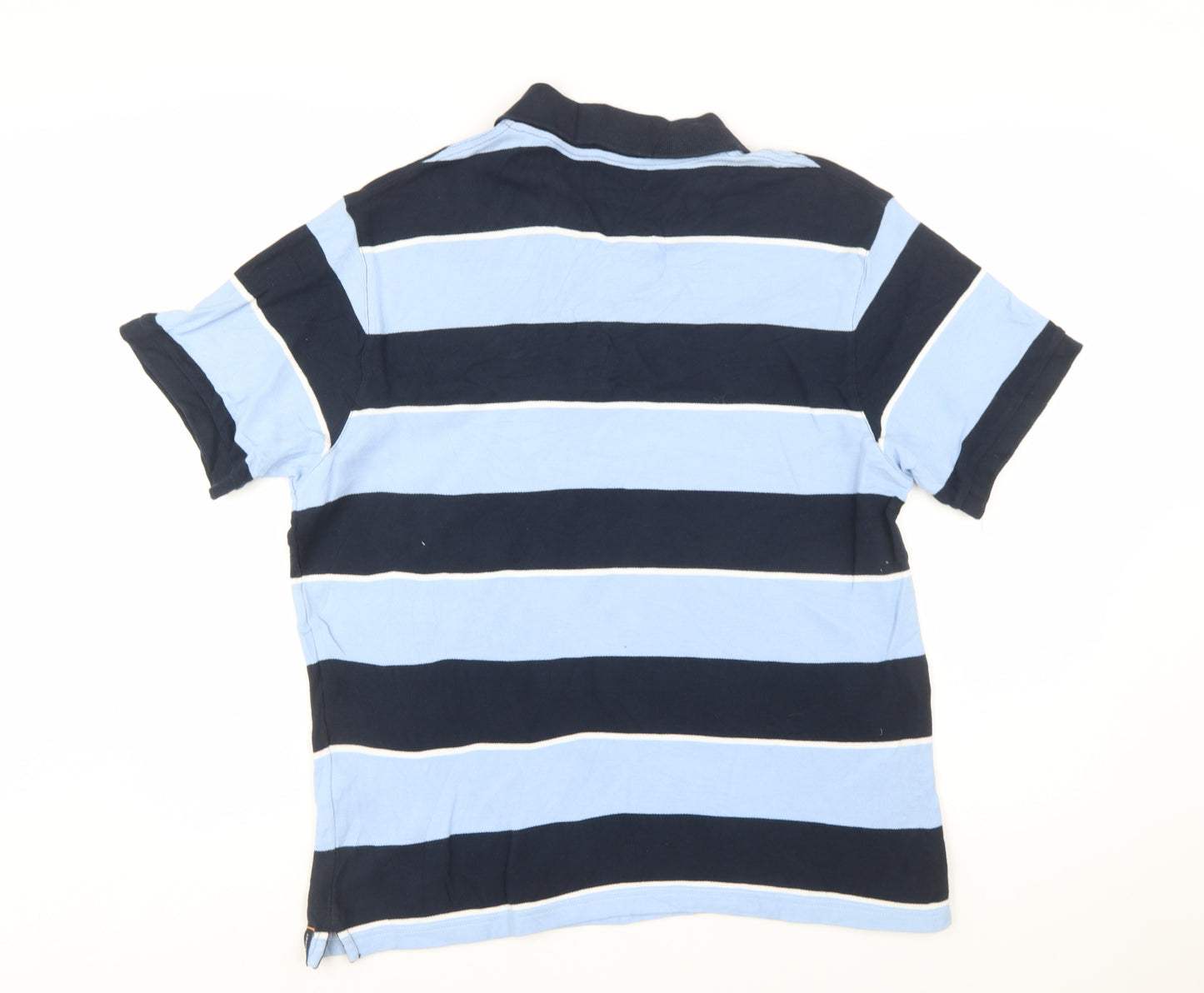 Rockport Men Blue Striped Cotton Polo Shirt Size XL