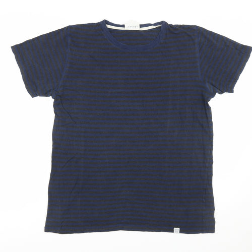 Norse Projects Men's Blue Striped Cotton Crew Neck T-Shirt XL