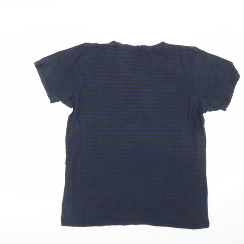 Norse Projects Men's Blue Striped Cotton Crew Neck T-Shirt XL