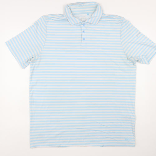 Slazenger Men's Blue Striped Polo Shirt XL Short Sleeve Performance Fit