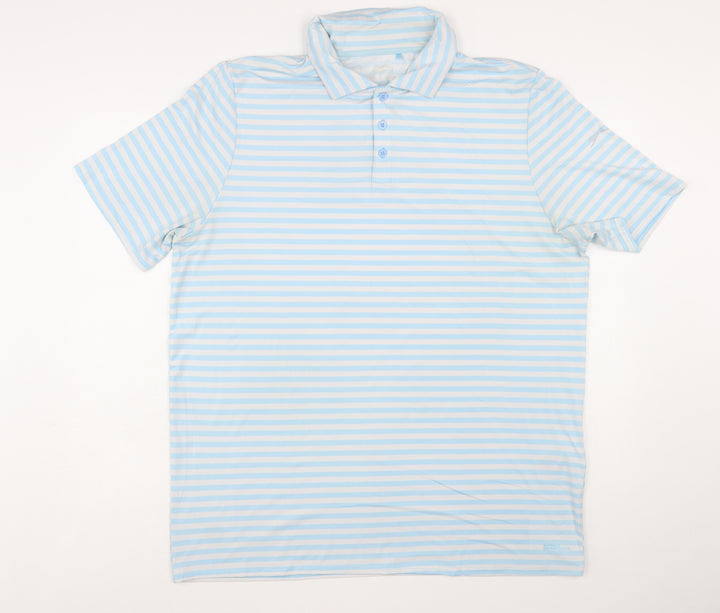 Slazenger Men's Blue Striped Polo Shirt XL Short Sleeve Performance Fit