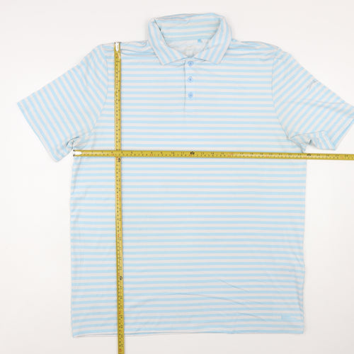 Slazenger Men's Blue Striped Polo Shirt XL Short Sleeve Performance Fit