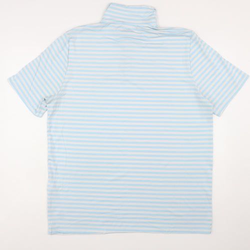 Slazenger Men's Blue Striped Polo Shirt XL Short Sleeve Performance Fit