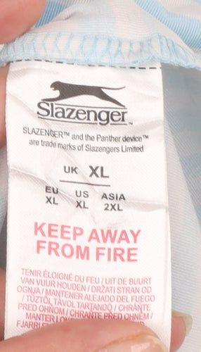 Slazenger Men's Blue Striped Polo Shirt XL Short Sleeve Performance Fit