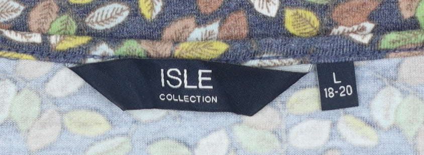 Isle Collection Women's Multicoloured Floral 3/4 Sleeve Top L