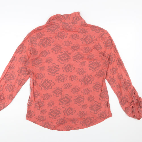 White Stuff Women Pink Geometric Cotton Long Sleeve Button-Up Tunic UK14