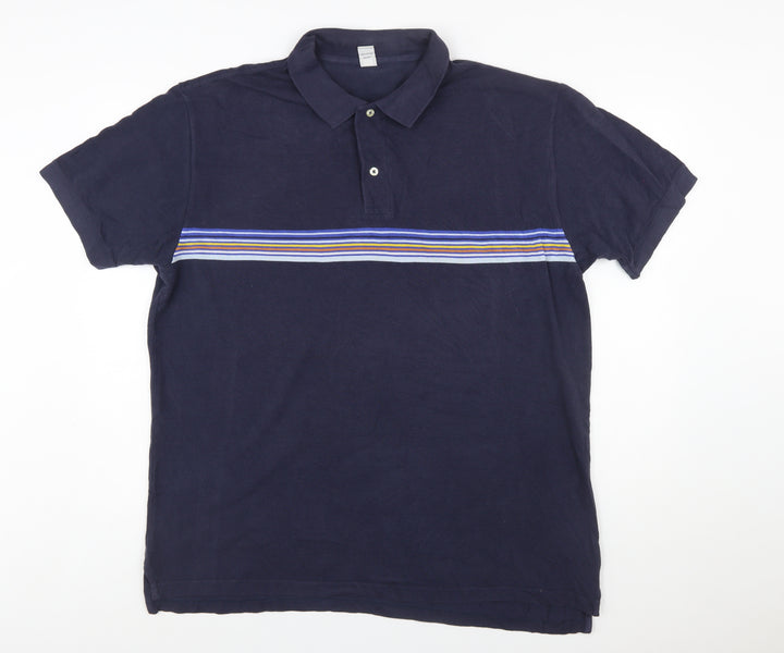 GAP Men's Navy XL Striped Cotton Polo Shirt Classic Fit
