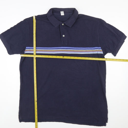 GAP Men's Navy XL Striped Cotton Polo Shirt Classic Fit