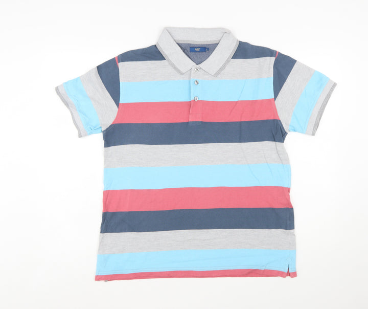 Cotton Traders Men's Multicoloured Striped Polo Shirt Size M